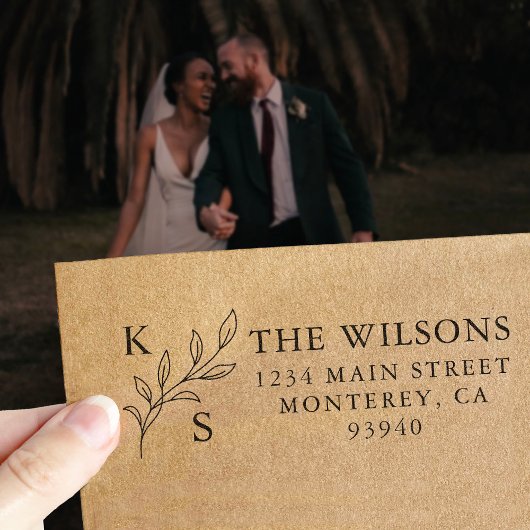 緑エレガント色のフローラのロ結婚ゴモノグラム セルフインキングスタンプ