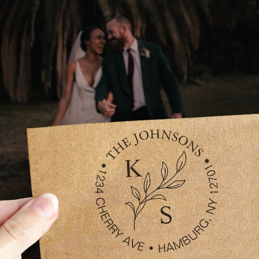 緑エレガント色のフローラのロ結婚ゴモノグラム セルフインキングスタンプ