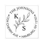 緑エレガント色のフローラのロ結婚ゴモノグラム セルフインキングスタンプ (デザイン)