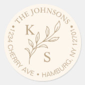 緑エレガント色のフローラのロ結婚ゴモノグラム ラウンドシール (正面)