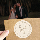 緑エレガント色のフローラのロ結婚ゴモノグラム ラウンドシール