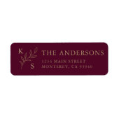 緑エレガント色のフローラのロ結婚ゴモノグラム ラベル (正面)