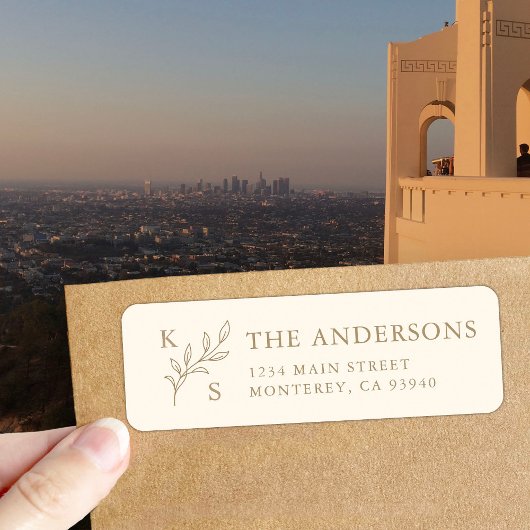 緑エレガント色のフローラのロ結婚ゴモノグラム ラベル