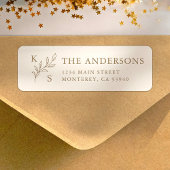 緑エレガント色のフローラのロ結婚ゴモノグラム ラベル