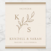 緑エレガント色のフローラのロ結婚ゴモノグラム ワインラベル (シングルラベル)