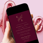 緑エレガント色のフローラのロ結婚ゴモノグラム 招待状