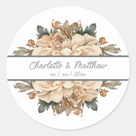 緑エレガント色のフローラの結婚トープ ラウンドシール