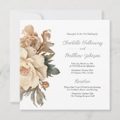 緑エレガント色のフローラの結婚トープ 招待状 (正面)