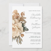 緑エレガント色のフローラの結婚トープ 招待状 (正面)