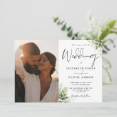 緑エレガント色のフローラの結婚写真 招待状 (スタンド正面)