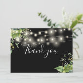 緑エレガント色のフローラストリングライト サンキューカード (スタンド正面)