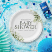 緑エレガント色のフローラ赤ちゃんシャワー ペーパープレート (パーティー)