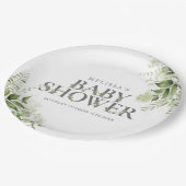 緑エレガント色のフローラ赤ちゃんシャワー ペーパープレート (アングル)