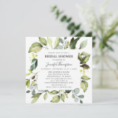 緑エレガント色のユーカリブライダルシャワー 招待状 (スタンド正面)