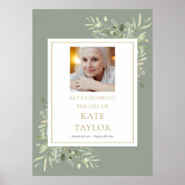 緑エレガント色の写真お祝いのライフサイン ポスター