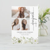 緑エレガント色の写真卒業のお知らせ 案内状 (スタンド正面)