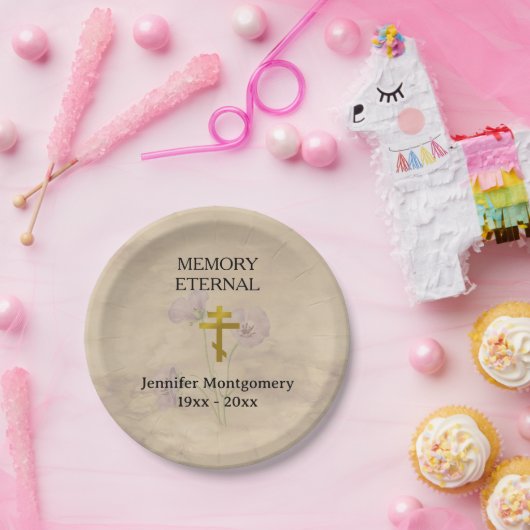 緑エレガント色の正教会の葬儀 ペーパープレート (パーティー)