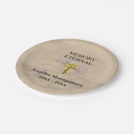 緑エレガント色の正教会の葬儀 ペーパープレート (アングル)