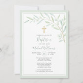 緑エレガント色の水のバプテ男女兼用ィス 招待状 (正面)