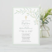 緑エレガント色の水のバプテ男女兼用ィス 招待状 (スタンド正面)