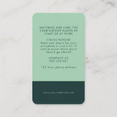 緑エレガント色の水の色離れの植物学 名刺 (裏面)