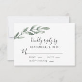 緑エレガント色の水結婚色 出欠カード (正面)