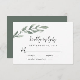 緑エレガント色の水結婚色 出欠カード