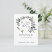 緑エレガント色の水色フローラ妊娠 案内ポストカード (スタンド正面)