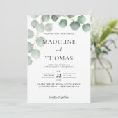 緑エレガント色の水葉の写真結婚I 招待状 (スタンド正面)