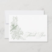 緑エレガント色の珍重自然&バ結婚ーズ サンキューカード (正面)
