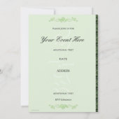 緑エレガント色の白とオレンジ 招待状 (裏面)