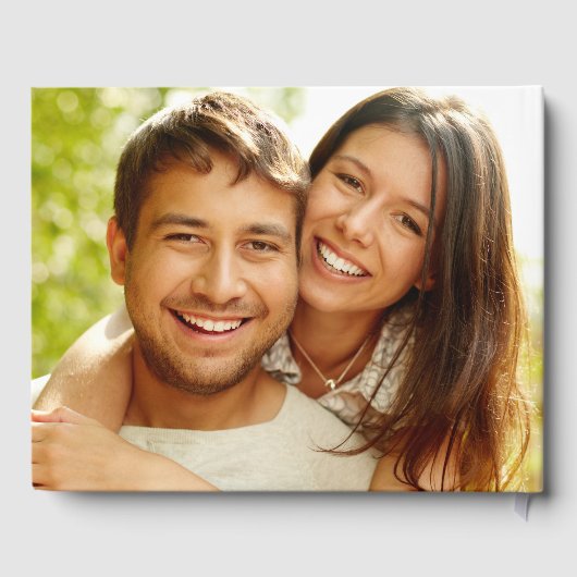 緑エレガント色の白と金ゴールドの写結婚真 ゲストブック (裏面)