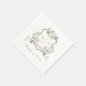 緑エレガント色の白フローラクレスト結婚ズ スタンダードカクテルナプキン (角)
