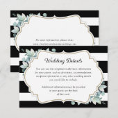 緑エレガント色の白黒結婚詳細 エンクロージャーカード (正面/裏面)