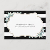 緑エレガント色の白黒結婚詳細 エンクロージャーカード (裏面)