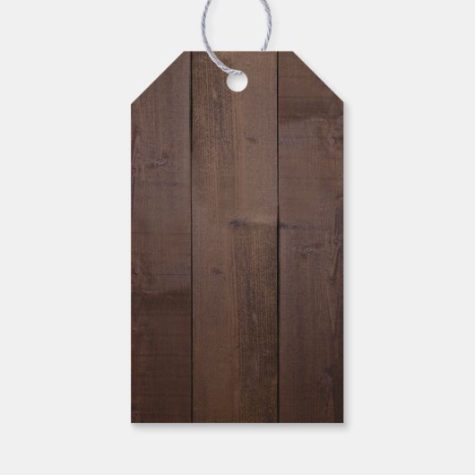 緑エレガント色の納屋の木の地方のラシ結婚ウス ギフトタグ (裏面)
