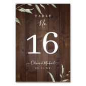 緑エレガント色の納屋の木の地方のラシ結婚ウス テーブルナンバー (裏面)