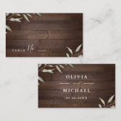 緑エレガント色の納屋の木の地方のラシ結婚ウス プレイスカード (正面/裏面)