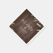 緑エレガント色の素朴な木のミセス結婚ズ スタンダードカクテルナプキン (角)