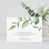 緑エレガント色の素朴葬儀 サンキューカード (スタンド正面)