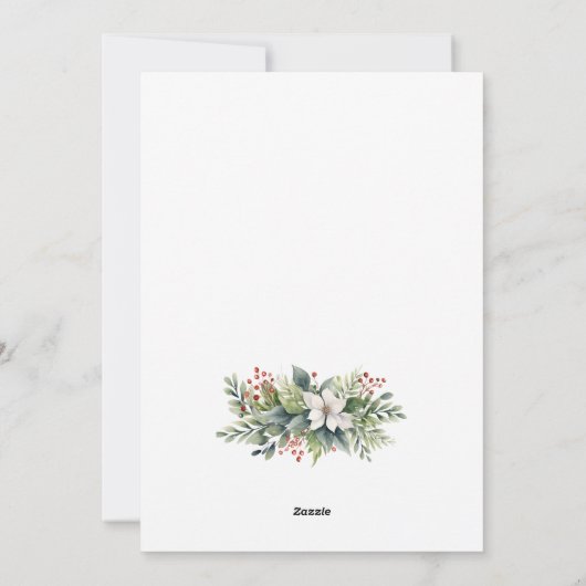 緑エレガント色の赤いアーチカスタム写真クリスマス シーズンカード (裏面)