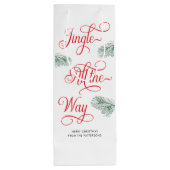 緑エレガント色の赤い書道クリスマス ワインギフトバッグ (裏面)