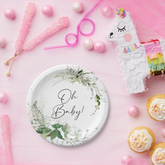 緑エレガント色の赤ちゃんシャワープレート ペーパープレート (パーティー)
