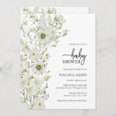 緑エレガント色の赤ちゃんシャワー 招待状 (正面/裏面)