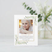 緑エレガント色の金ゴールド葬儀の写真 サンキューカード (スタンド正面)