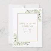 緑エレガント色の金ゴールド葬儀の写真 サンキューカード (裏面)