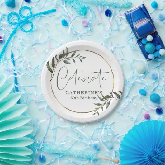 緑エレガント色の金箔スクリプ祝ト ペーパープレート (パーティー)