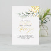 緑エレガント色の金箔ボホ結婚ズ 箔招待状 (立ち正面)