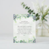 緑エレガント色の青いフローラの結婚詳細カード 出欠カード (スタンド正面)