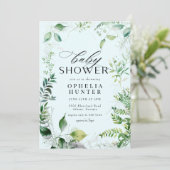 緑エレガント色の青空の葉色の赤ちゃんシャワー 招待状 (スタンド正面)